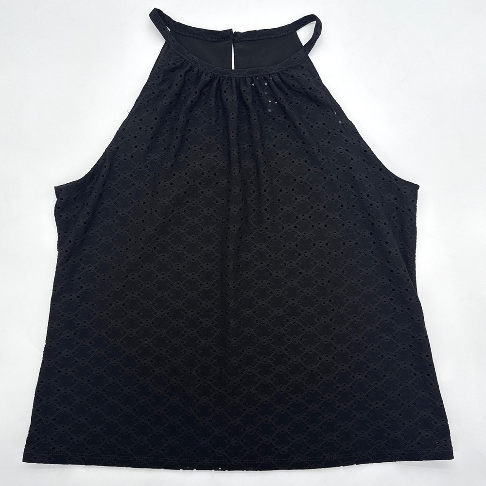 White House Black Market WHBM Eyelet Shirt Career Casual Top Sleeveless Blouse M